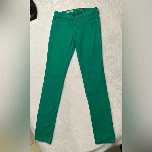 Adriano Goldschmied 27 super skinny stretch green jeans. Kelly green. RARE - Picture 1 of 11